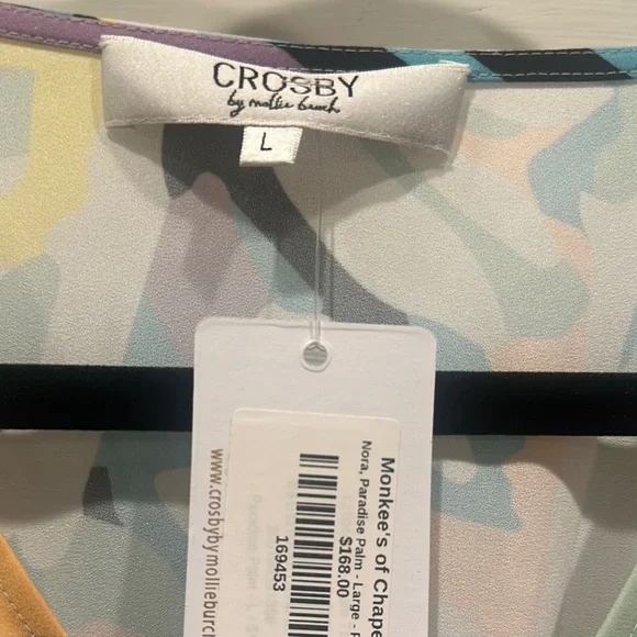 CROSBY by Mollie Burch Relaxed  Short Sleeve Blouse in Blue and Green - Picture 2 of 3